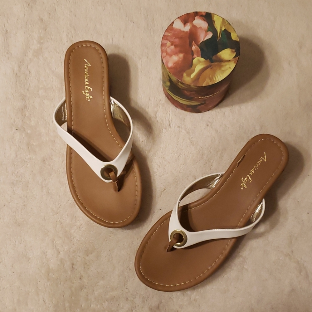 Cork Wedge White Sandals